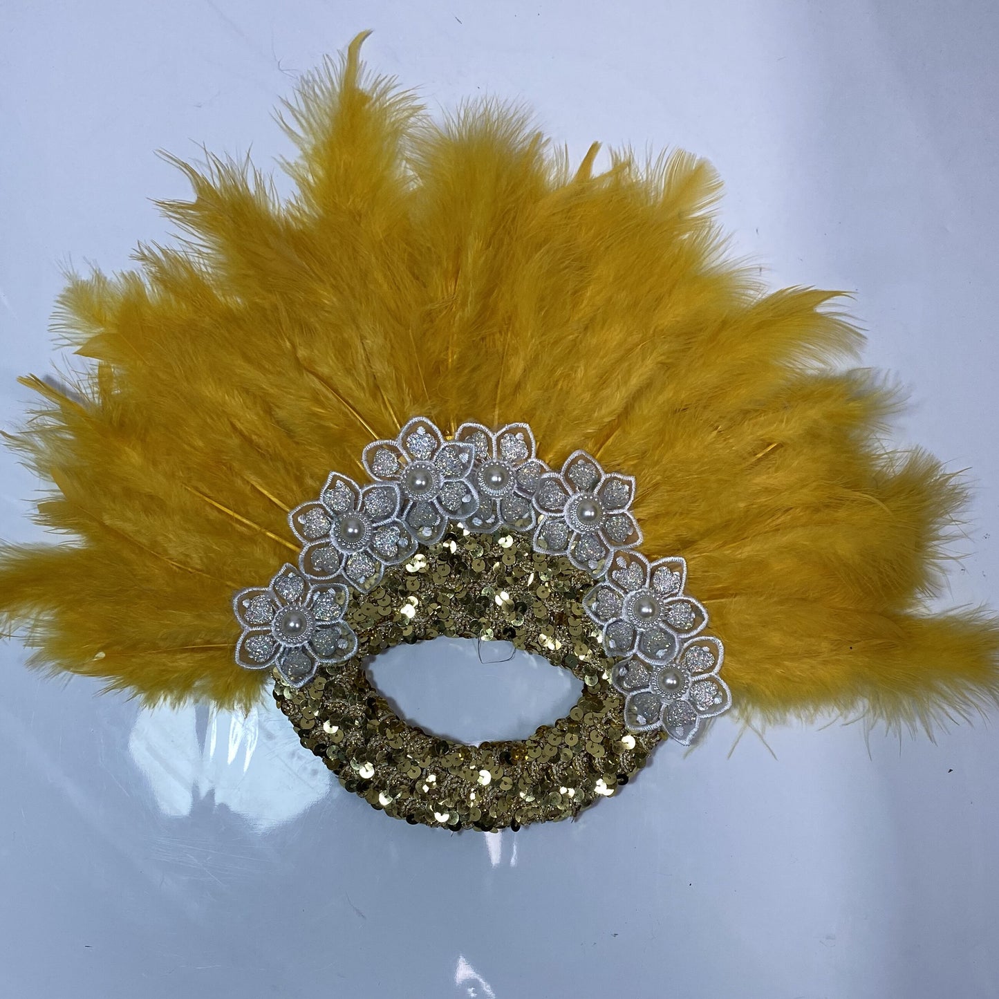 Turkey Feather Fan With Sequins