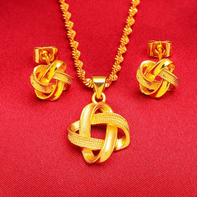 Dubai Gold Color Necklace and Earring Sets