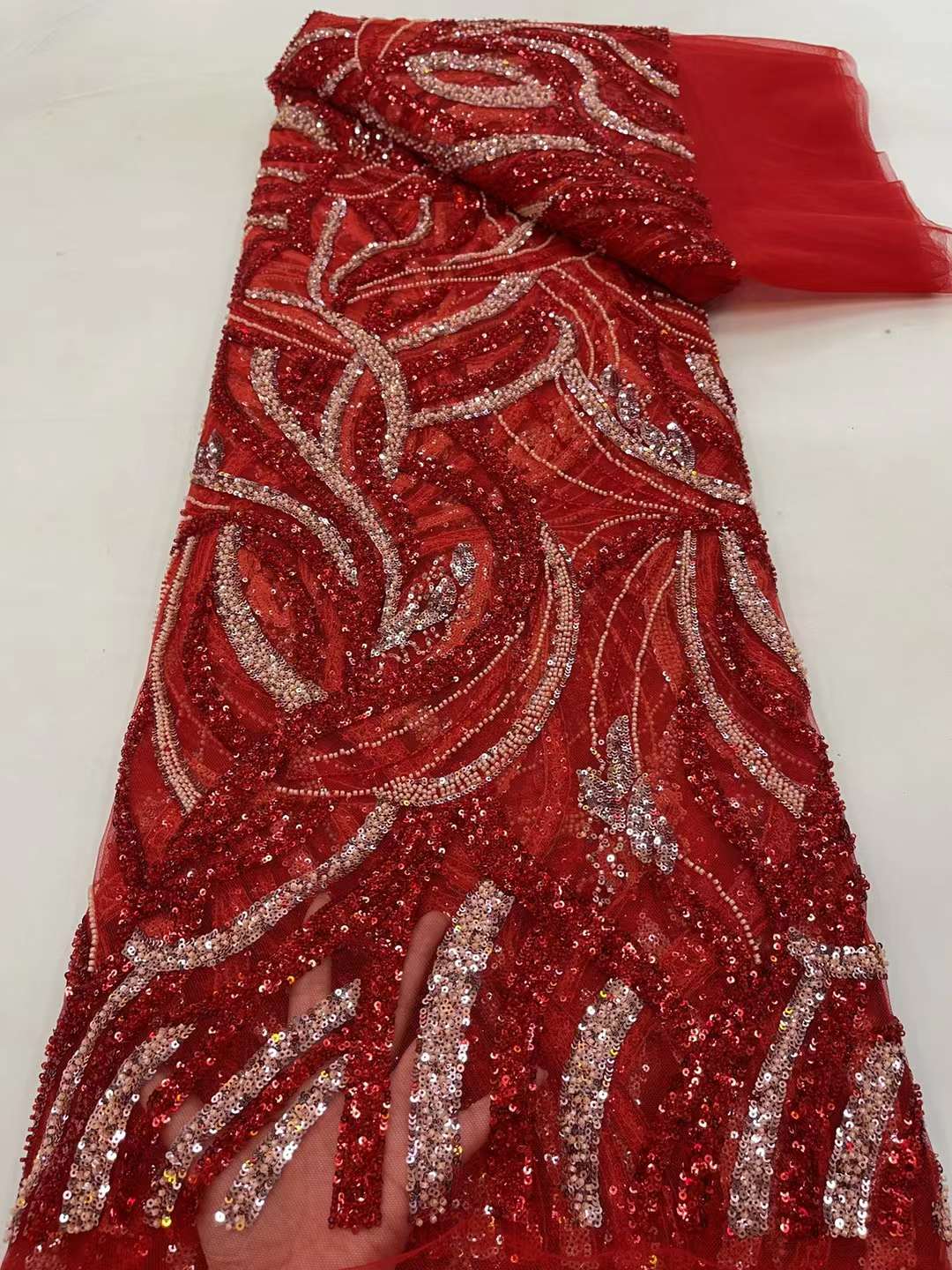 Sequin Beaded Lace Embroidery French Lace 5 Yards