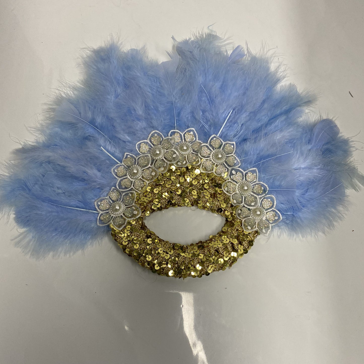 Turkey Feather Fan With Sequins