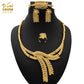 Nigerian Wedding Jewelry Set Gold Plated Dubai African Chokers Necklace Earrings Rings Fashion Bridal Jewellery Sets For Women