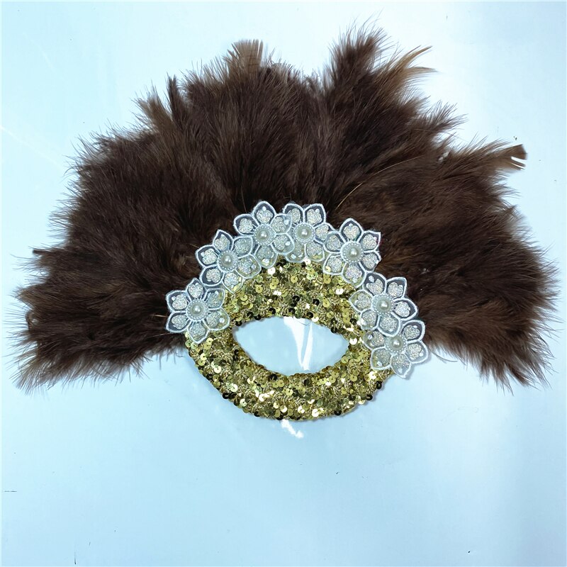 Turkey Feather Fan With Sequins