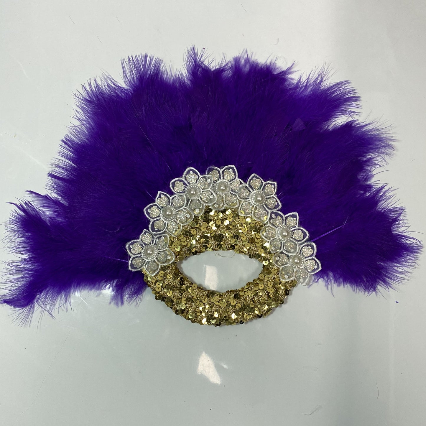 Turkey Feather Fan With Sequins