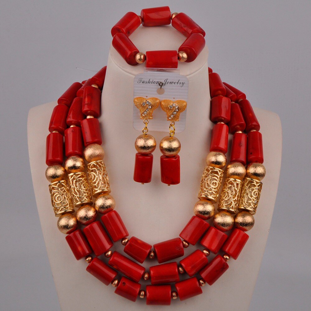 White Original Coral Necklace Nigerian Wedding Bridal African Beads Jewelry Set