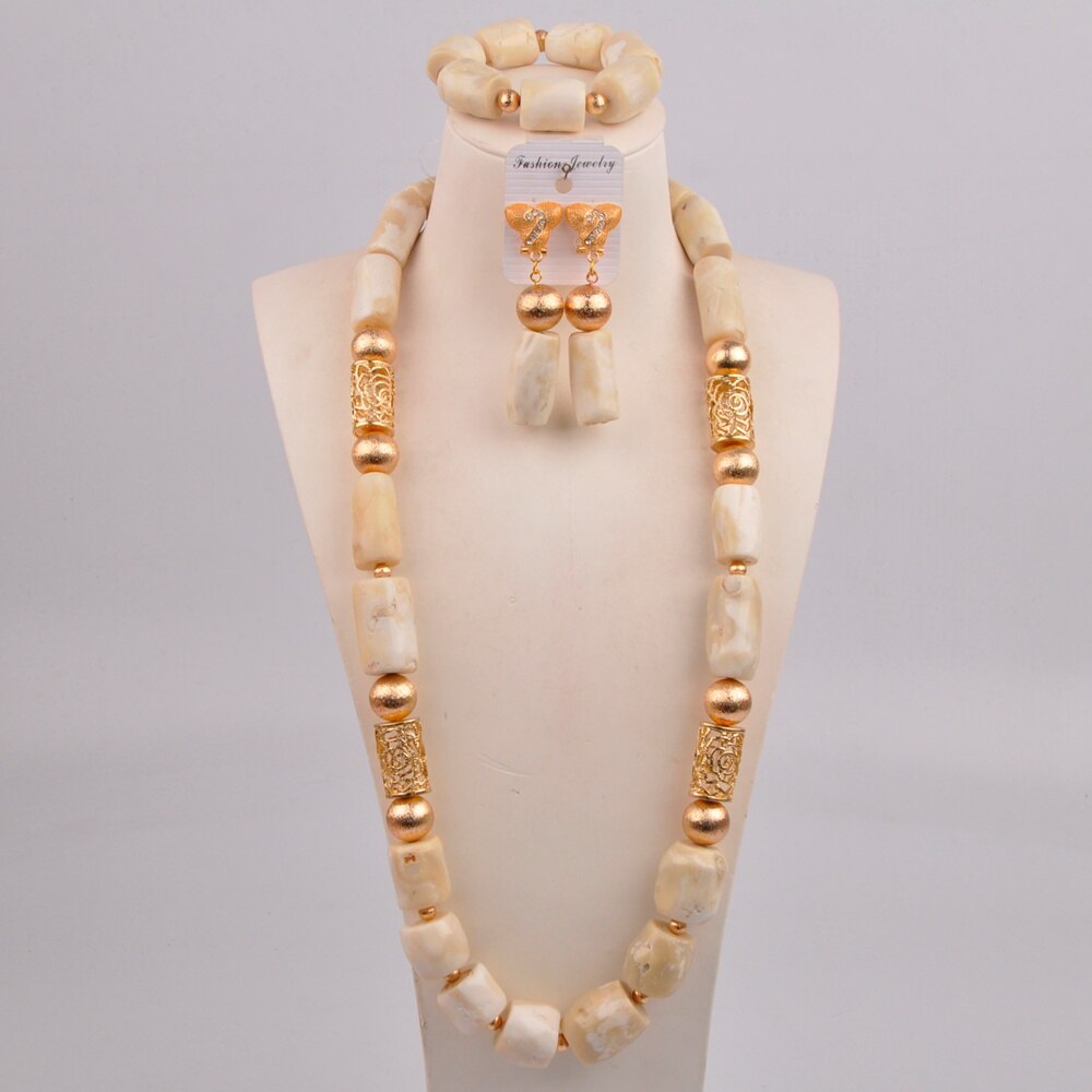 White Original Coral Necklace Nigerian Wedding Bridal African Beads Jewelry Set