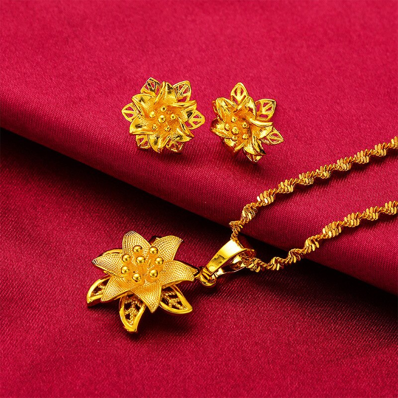 Dubai Gold Color Necklace and Earring Sets