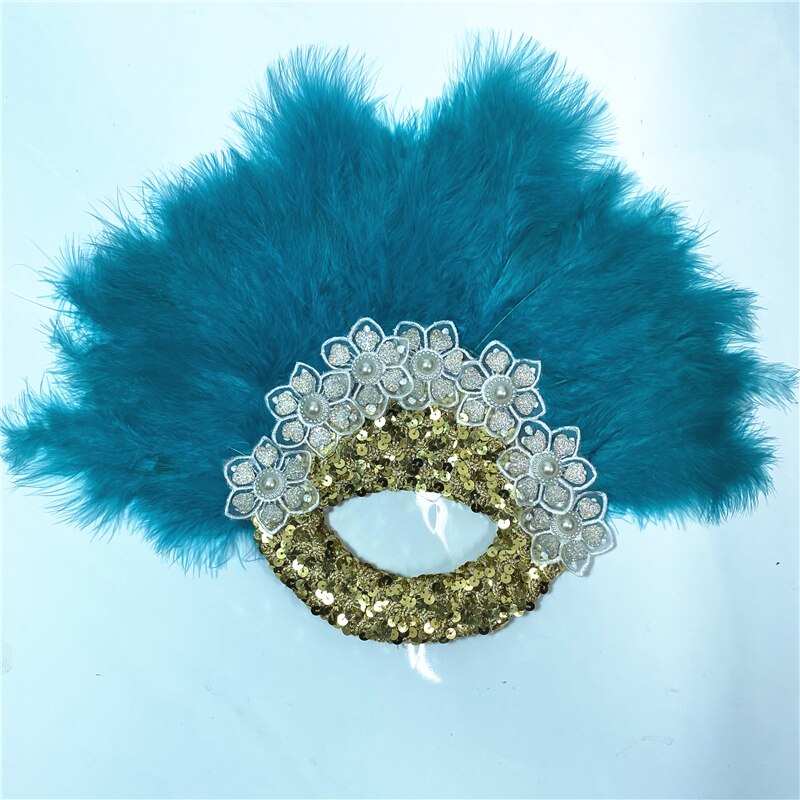 Turkey Feather Fan With Sequins