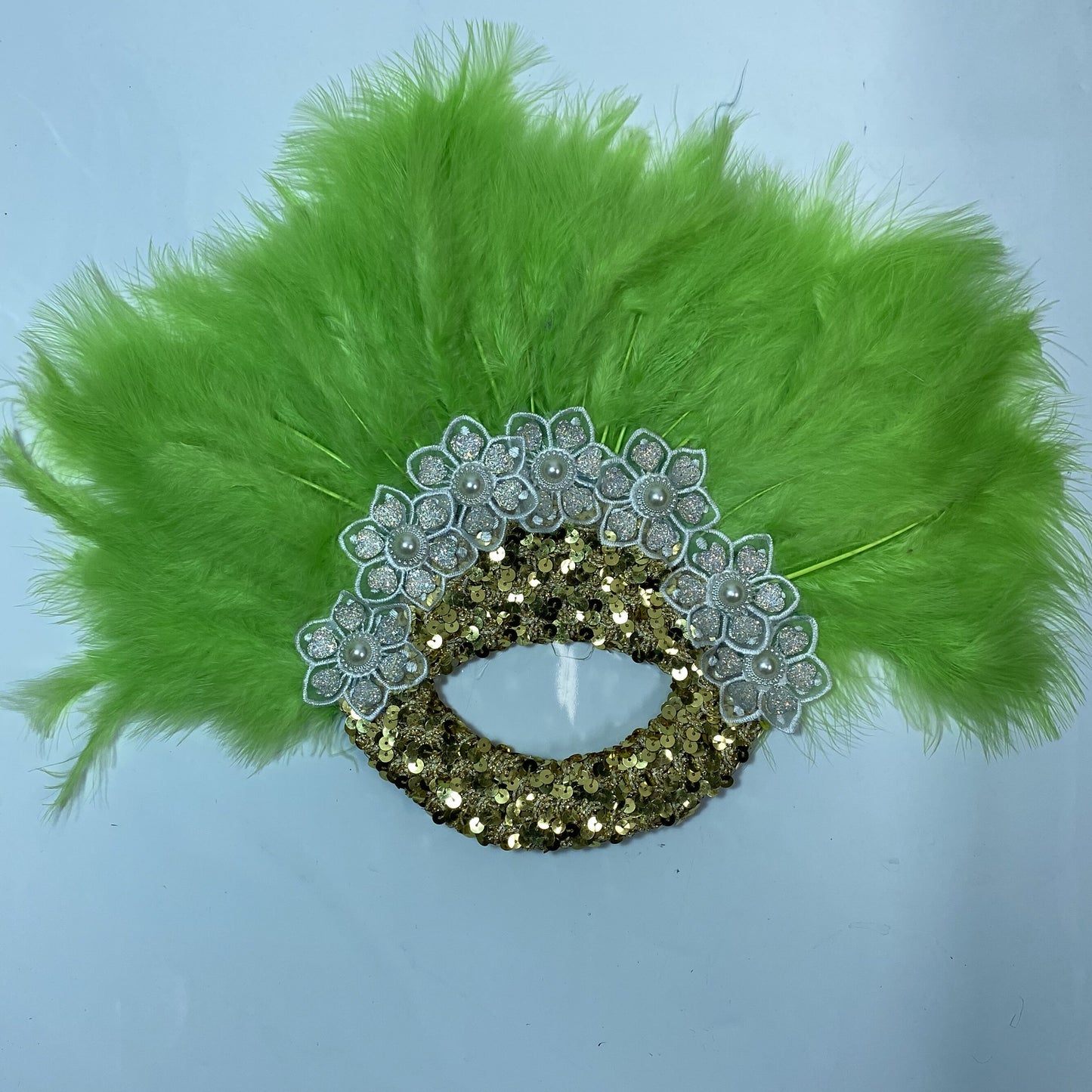 Turkey Feather Fan With Sequins