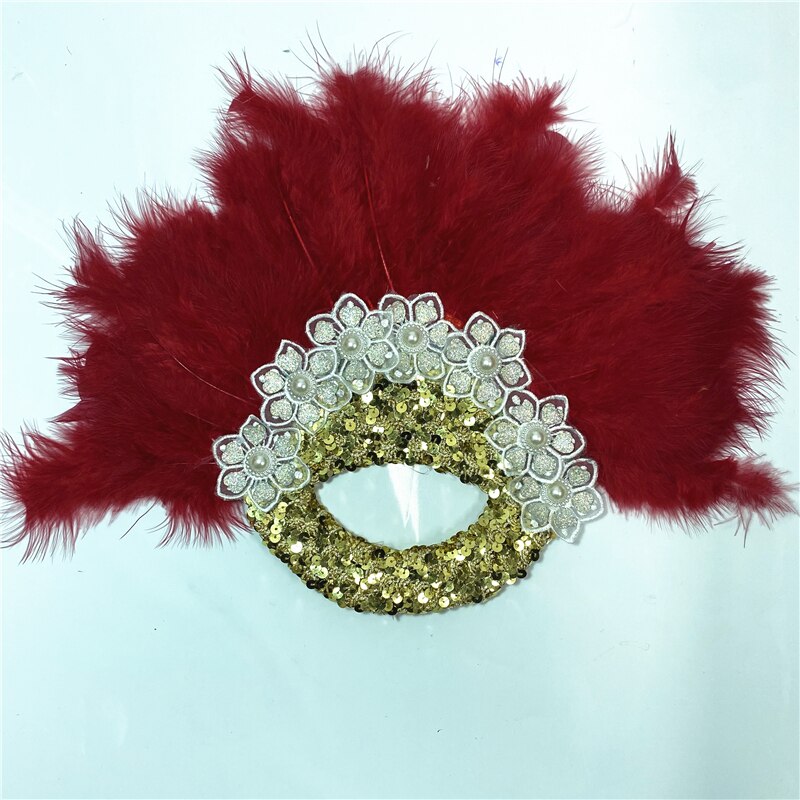 Turkey Feather Fan With Sequins