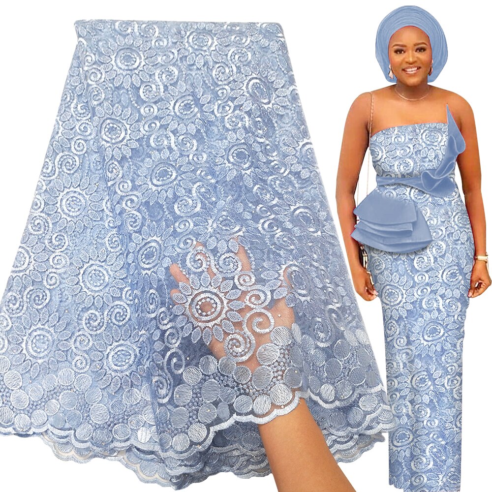 Soft Lace 5 Yards French Tulle Rhinestone Embroidery