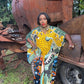 Traditional Print Holiday V-Neck Long Kaftan