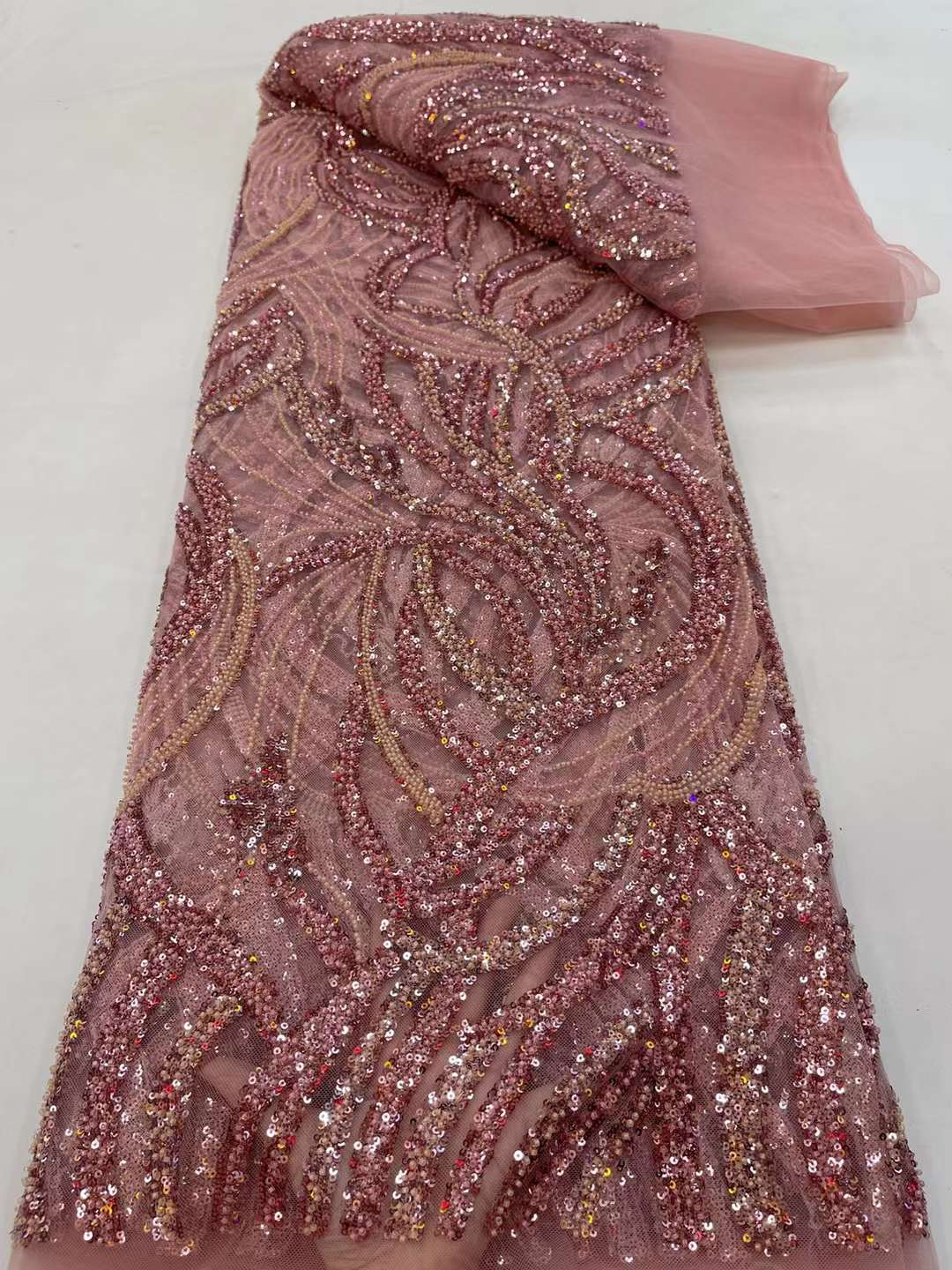 Sequin Beaded Lace Embroidery French Lace 5 Yards