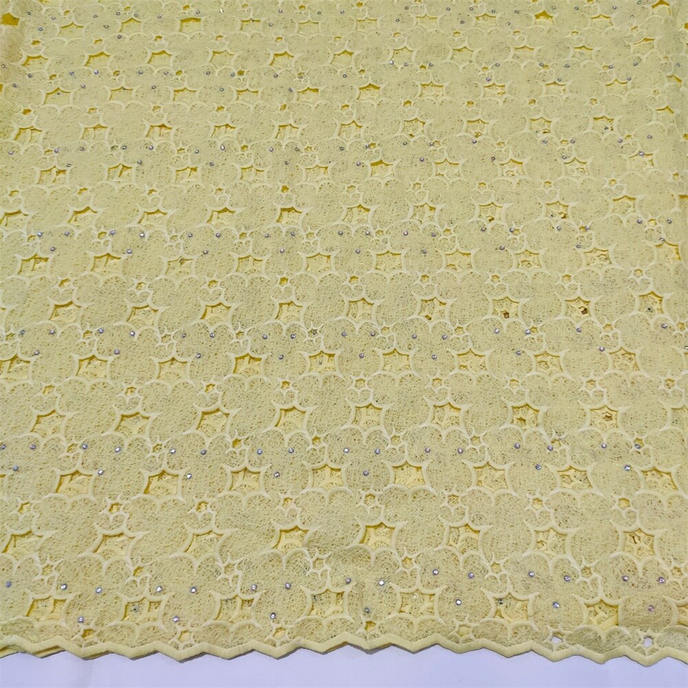 Stones African Lace Fabric 5 Yards Yellow High Quality French Tulle Net Lace Material Nigerian Women Asoebi Wedding Fabrics