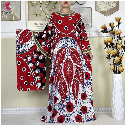 Traditional luxury kaftan dress for women, elegant resort wear with vibrant prints and flowy fabric
