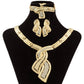 Dubai Gold Jewelry Crystal Necklace Hoop Earrings