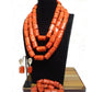 Coral Beads Jewelry Set Orange Layers