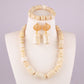 Nigeria Wedding Bridal Wedding Jewelry White Natural Coral Bead Necklace Jewelry African Wedding Banquet Jewelry Set AU-116