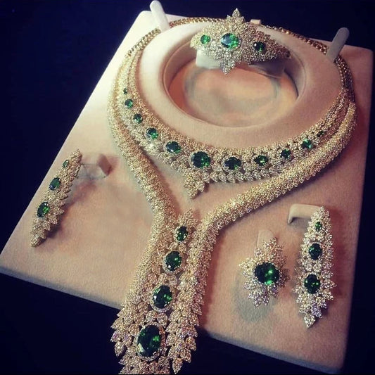 Double Layer Cubic Zircon Chokers Dubai Gold