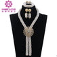 Nigerian African Party Jewelry Set Shinny White and Gold Crystal Rope Chain Necklace Set Women Birthday Gift Jewelry Set ABH467