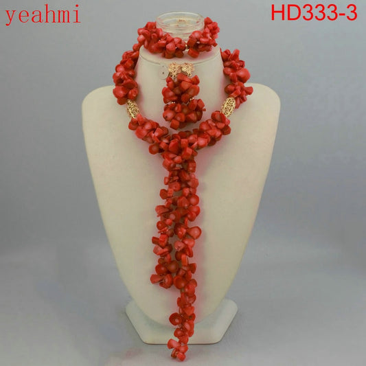 Nigerian Coral Jewelry Sets Coral Beads Necklace Set Nigerian African Wedding Beads Jewelry Sets Free Shipping HD333-1