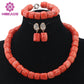 Wonderfu  Birthday Gift Natural Coral Beads Necklace Set African Coral Necklace Jewelry Set Cheap  Beads Free Shipping ABL534