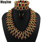 Statement necklace fashion jewelry sets Handmade gold chain african nigerian crystal bead dubai jewelry sets Vintage Bijoux