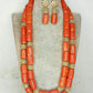 Nigeria Wedding Jewelry Handmade  Original Coral African Beads Jewelry Set Gold Dubai Women Costume Jewelry Set Coral Party ABG8