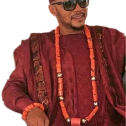 Jewelry Set Coral Men One Layer 100% Original Coral Beads Jewelry Set African Nigerian Necklace Set of Jewelry Wedding Necklace