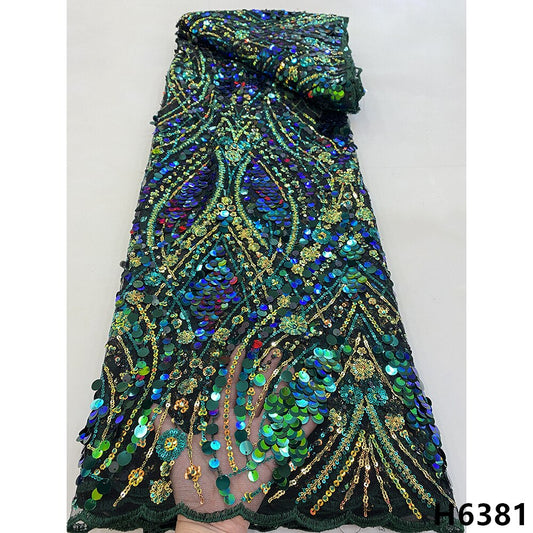 Latest African Lace Fabric Sequins Glitter Tulle Lace Fabric High Quality 2022 Asoebi Lace Fabric Embroidered Lace 5 yards Dress