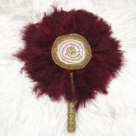 Feather Fan With Sequins Stones