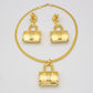 Dubai Gold Plated Jewelry Set Bag Pattern Drop Earrings Necklace Pendant Sets