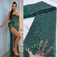 Dark Green Sequins Swiss Lace