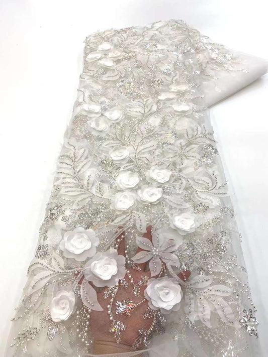 🌸 Flower Garden Fairy French Lace – 5 Yards Whimsical Floral Lace Fabric for Dresses & Occasions
Bring fairytale elegance to your wardrobe with this enchanting Flower Garden Fairy French Lace. Designed with intricate floral embroidery and soft pastel tones, this 5-yard luxury lace fabric captures the beauty of a blooming garden. Ideal for bridal gowns, asoebi styles, reception dresses, or whimsical couture looks.

The delicate texture and breathable mesh base make it easy to drape, sew, and style for both 