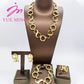 Nigerian Wedding Jewelry Set Gold Plated Copper Chain Dubai African Necklace Bracelet Rings Fashion Bridal Earrings For Women