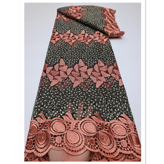 NI.AI Latest Embroidery African Lace Fabric 5 Yards High Quality Nigerian Women Wedding Asoebi French Tulle For Wedding LY770