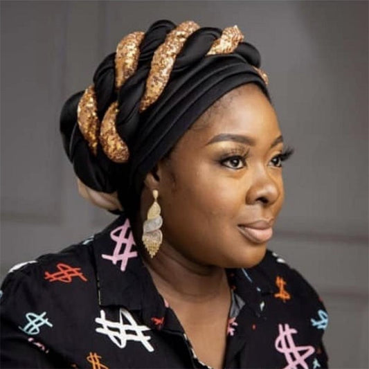Sequins Double Twisted Turban Cap